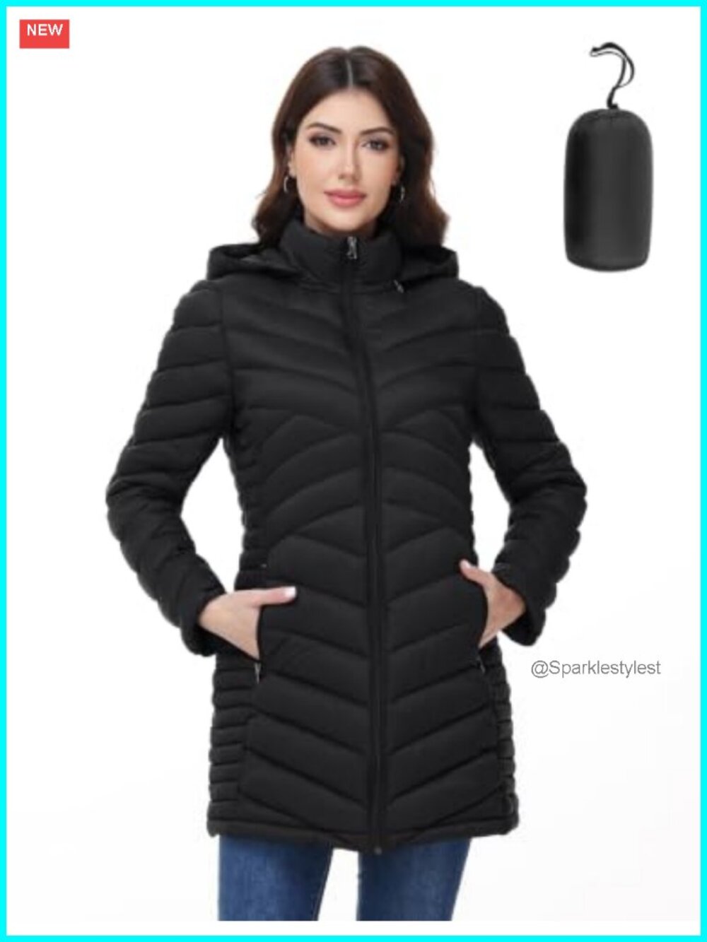 Packable Lightweight Puffer Jacket Quilted Zip Pockets Travel